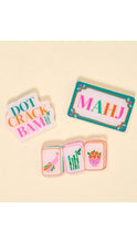Load image into Gallery viewer, Colorful magnetswith 'Dot Crack Bam' and 'MAHJ' text on a beige background