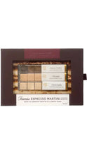 Load image into Gallery viewer, Tiramisu Espresso Martini cocktail mixer kit in a dark brown gift box, featuring espresso martini, chocolate, and French vanilla mixer cubes.