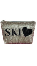Load image into Gallery viewer, Velvet Makeup Bag - Black Ski
