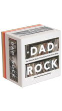 Load image into Gallery viewer, A white cube-shaped game box labeled 'DAD ROCK' with black text and a vinyl record graphic on the front, shown on a plain white background.