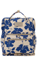 Load image into Gallery viewer, Backpack with blue floral pattern on a beige background