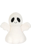 Load image into Gallery viewer, A small white plush ghost toy with black embroidered eyes and a simple stitched smile, shown against a plain white background.