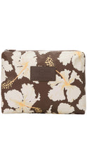 Load image into Gallery viewer, Floral-patterned pouch with a brand logo on a white background