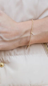 Gold 2mm Letter Charm Bracelet