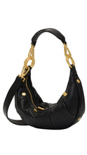 Load image into Gallery viewer, Black handbag with gold accents on a white background