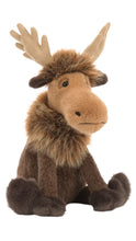 Load image into Gallery viewer, Moose plush in shades of brown and tan horns