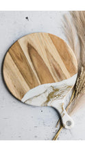Load image into Gallery viewer, 12" Dark Wood Round Gold Quartz Cheeseboard