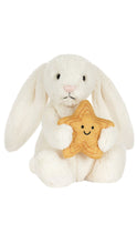 Load image into Gallery viewer, White plush bunny holding a star-shaped cookie on a white background