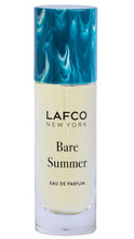 Load image into Gallery viewer, Lafco New York Bare Summer Eau de Parfum in a clear cylindrical bottle with a marbled blue and white cap, on a white background.