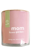 Load image into Gallery viewer, Pink jar labeled 'mom flower garden' with a green label on a white background