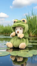Load image into Gallery viewer, bear wearing frog costume stuffie