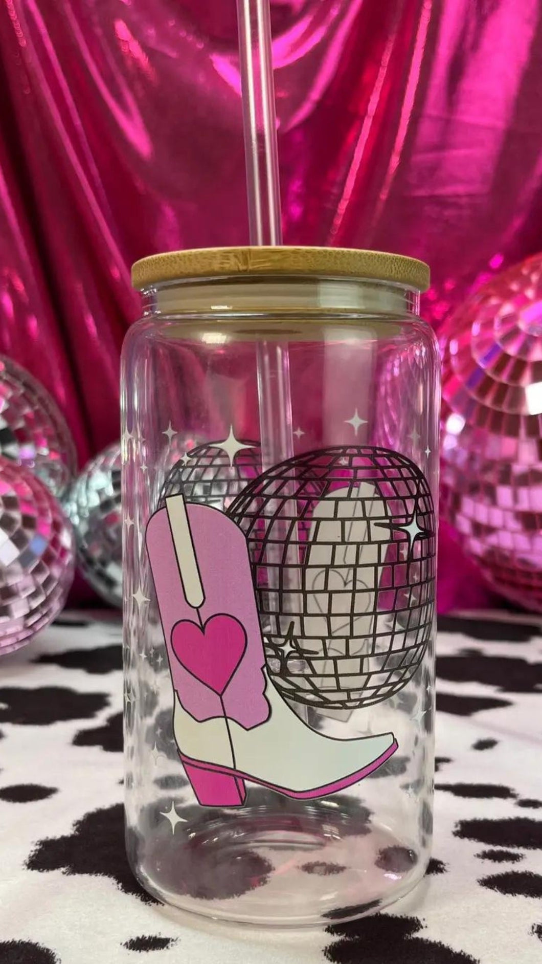 Disco Cowgirl Can Glass