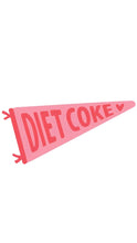Load image into Gallery viewer, A pink triangular pennant flag sticker with the words 'DIET COKE' in red lettering and a small red heart at the tip, shown on a plain white background.
