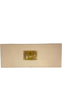 Load image into Gallery viewer, Claude Dozorme Knife Set in Natural Brown, featuring three elegant stainless steel breakfast utensils with natural-toned handles, presented in a rectangular light wood gift box with a centered gold Claude Dozorme label and decorative woodland illustrations.
