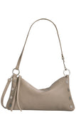 Beige handbag with a strap on a white background