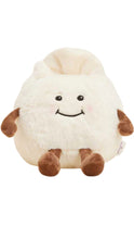 Load image into Gallery viewer, Plush toy resembling a dumpling with a happy expression on a white background
