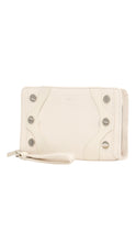 Load image into Gallery viewer, Beige wallet with button details on a white background
