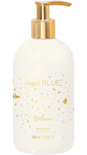 Load image into Gallery viewer, Capri Blue Volcano Hand Wash in a white speckled bottle with gold detailing and a matching gold pump, 11.8 fl oz.
