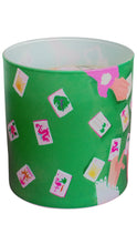 Load image into Gallery viewer, Green candle with colorful mahjong designs on a white background
