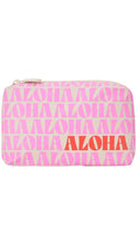 Load image into Gallery viewer, Pink pouch with 'Aloha' text on a white background
