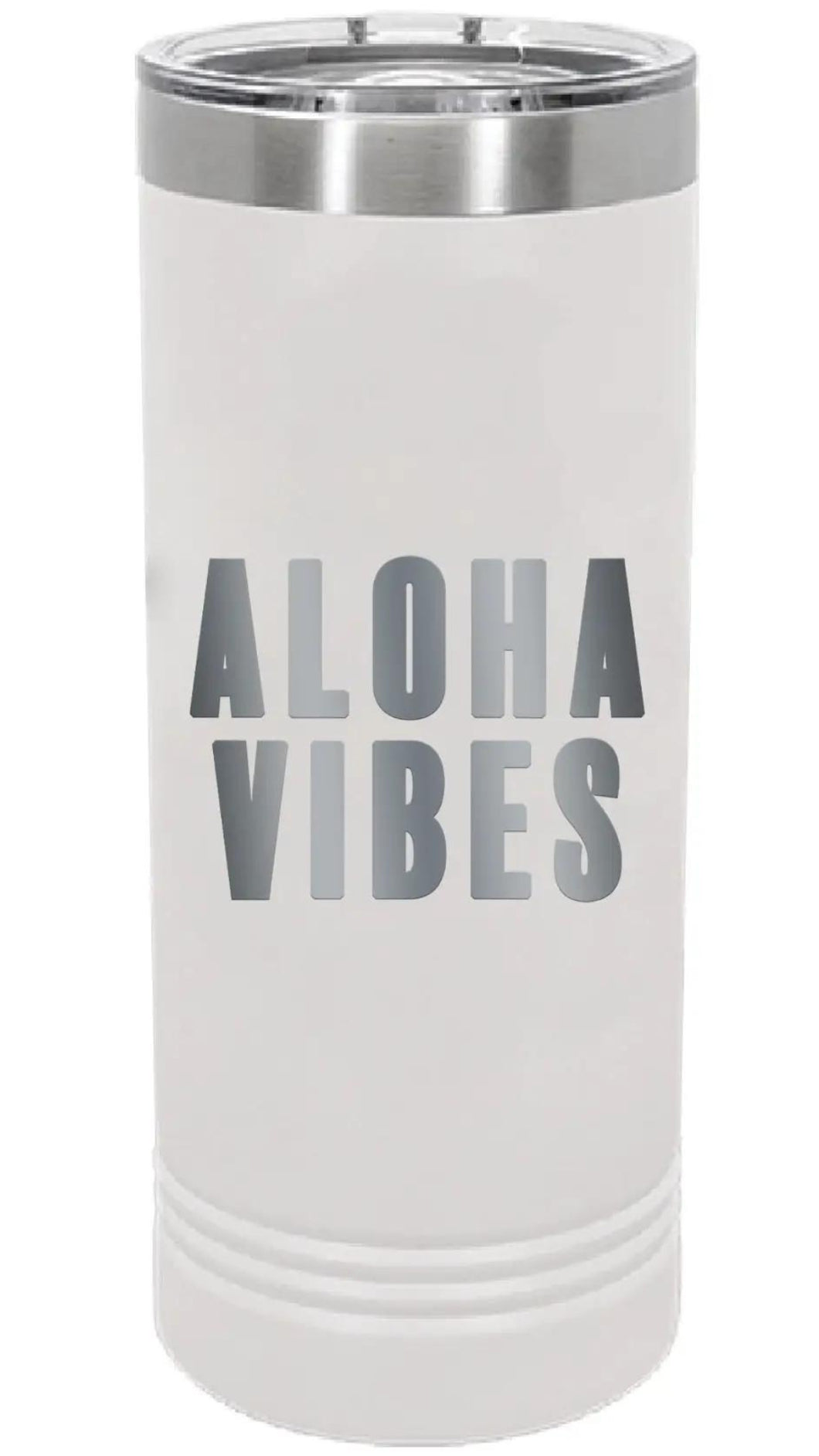 White Aloha Vibes Skinny Tumbler