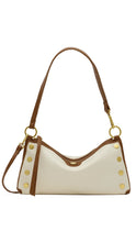 Load image into Gallery viewer, cream and brown shoulder bag with gold details
