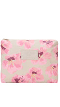 Load image into Gallery viewer, Floral-patterned pouch with a visible brand logo on a white background
