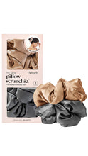 Load image into Gallery viewer, Pillow Case Scrunchie Set Charcoal/Gold
