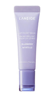 LANEIGE Lip Glowy Balm in Blueberry Myrtille, in a lavender purple squeeze tube with a matching cap, on a solid white background.