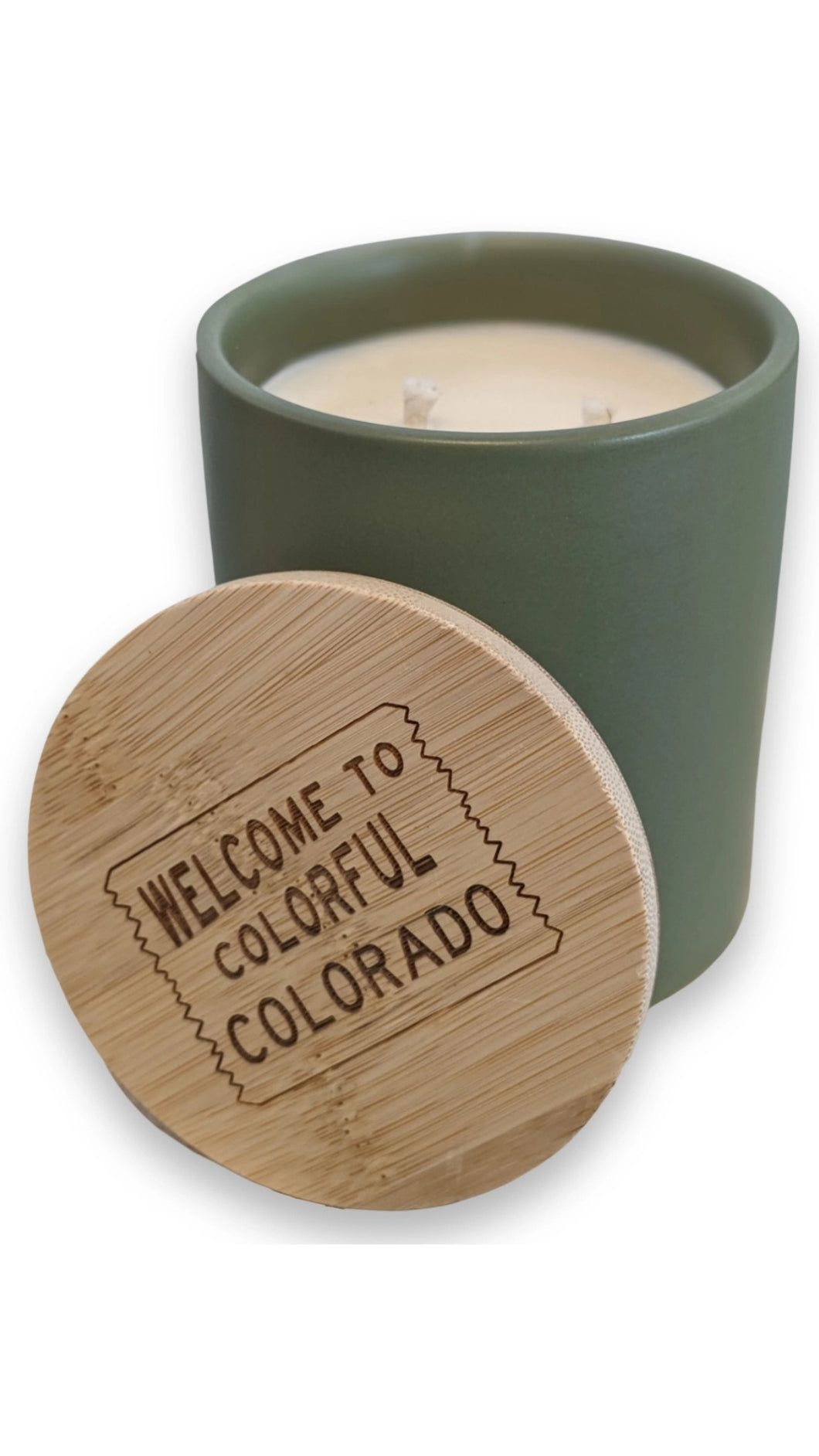 Welcome Colorado Wood Top Candle