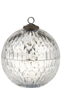 Load image into Gallery viewer, A clear faceted glass ornament shaped candle with a top loop and a small bronze-toned finial, shown on a plain white background.
