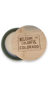 Welcome Colorado Wood Top Candle