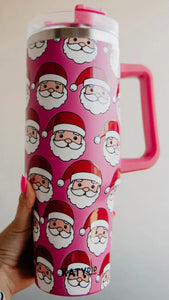 Pink Santa Claus Tumbler