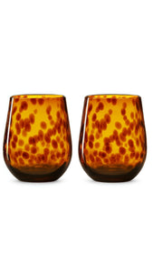 Leopard Amber Stemless Set of Two
