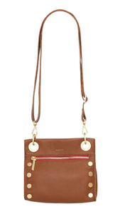 Tony Small Mahogany Pebble Brushed Gold Red Zip