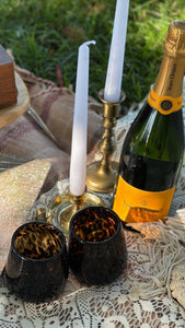 Leopard Amber Stemless Set of Two