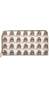 Taylor Swift Pattern Faux Leather Full Zip Wallet