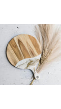 Load image into Gallery viewer, 12&quot; Dark Wood Round Gold Quartz Cheeseboard
