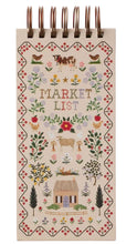 Load image into Gallery viewer, Small notebook with decorative cover featuring farm animals and plants, titled 'Market List'.
