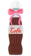 A novelty bookmark shaped like a Diet Cola bottle, featuring a brown body with a pink bow and a grey label with red 'Cola' lettering, on a white background.