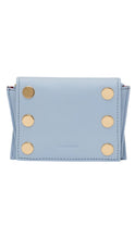Load image into Gallery viewer, Light blue wallet with gold studs on a white background
