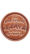 Load image into Gallery viewer, Mountains Calling Leather Coaster
