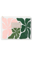 Floral pouch with 'Aloha' label on a white background