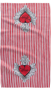 Sacred Striped Love Hearts Tea Towel