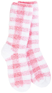 Plush Socks - Pink Check
