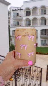 Coffee Glass-Pink Bows