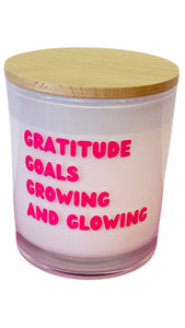 Gratitude, Goals, Growing, & Glowing Candle