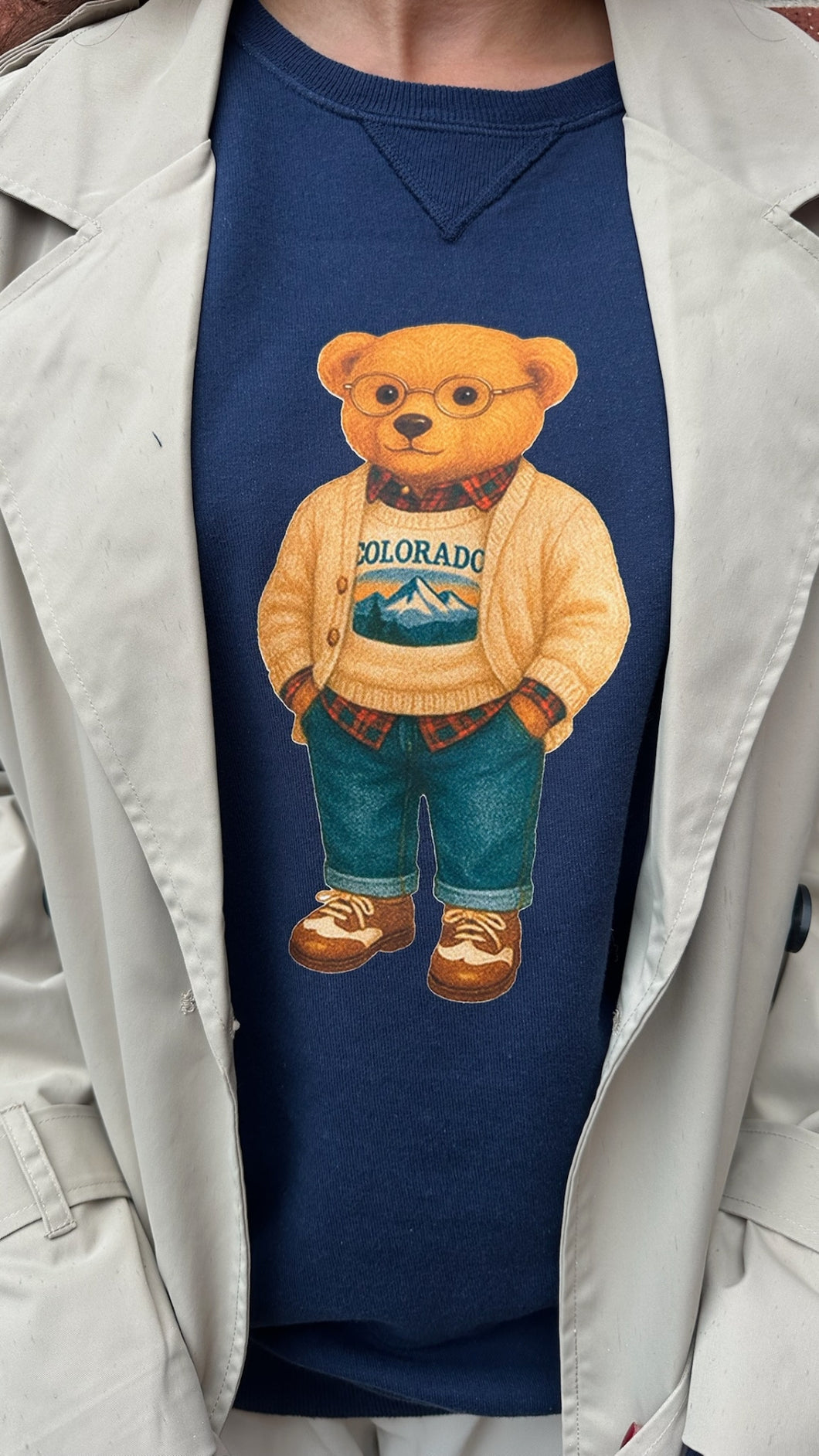 Navy CO Bear Crewneck