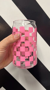 Pink Check Coffee Glass