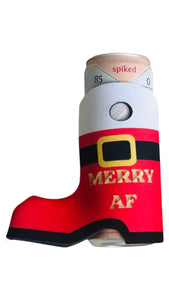 Merry AF Santa Boot Can Cooler